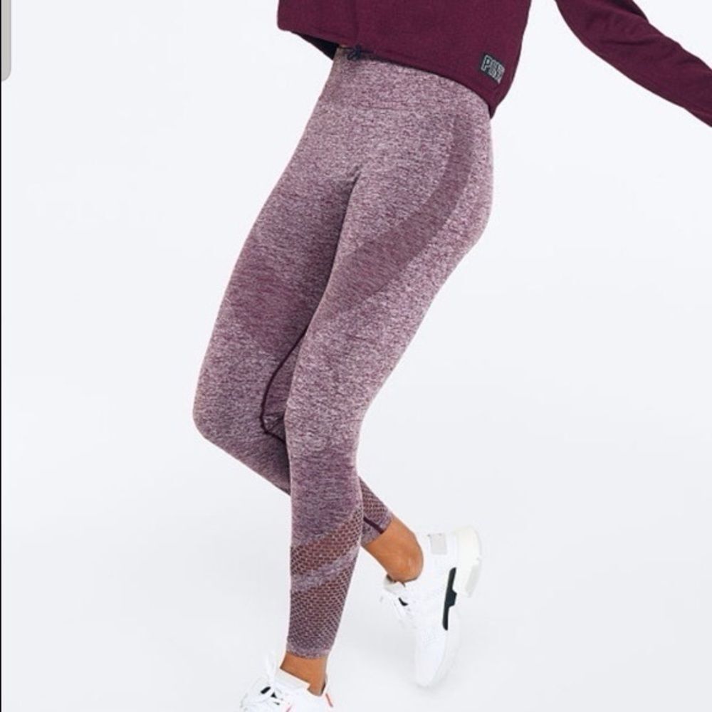 Pink by Victorias Secret Seamless Heathered High Rise Leggings Maroon Red‎ Small